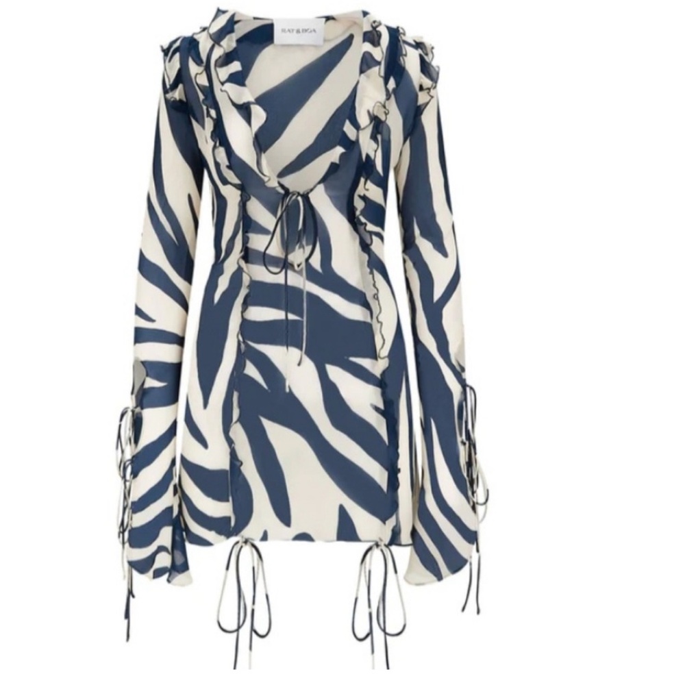 Rat and Boa Navy and Cream Zebra Print Dress